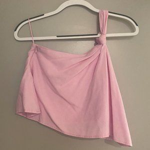 SHOWPO ONE SHOULDER PINK SIZE 4 US CROP TOP LINEN